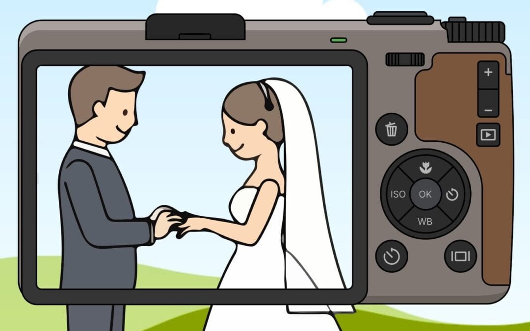 Een (hobby)fotograaf voor een jong bruidspaar